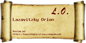 Lazavitzky Orion névjegykártya